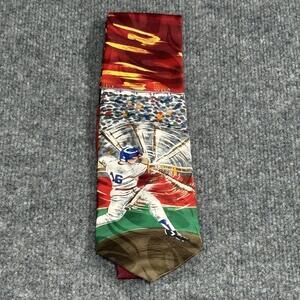 American Sports Baseball Necktie Mens Red Novelty Stadium Player Tie Print